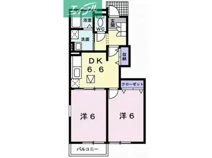 サニーコート I(2DK/1階)の間取り写真
