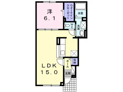 道南いさりび鉄道 七重浜駅 徒歩7分 2階建 築14年(1LDK/1階)の間取り写真