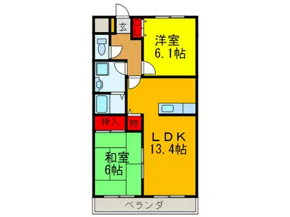 メゾン・ド・フルール(2LDK/2階)の間取り写真