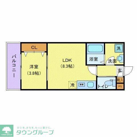 ジーメゾン海老名門沢橋(1LDK/2階)の間取り写真