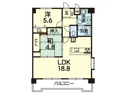 サンロイヤル帯山(2LDK/7階)の間取り写真