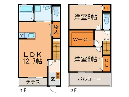 テラスハウス77(2LDK/1階)の間取り写真