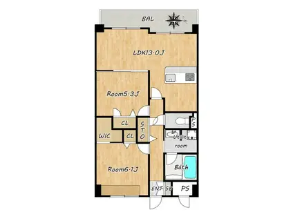 ラフィーネ庄所(2LDK/7階)の間取り写真