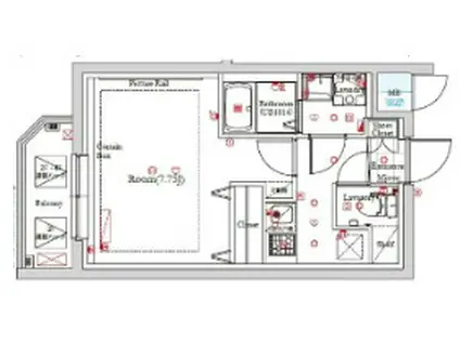 ガリシア南長崎(1K/4階)の間取り写真