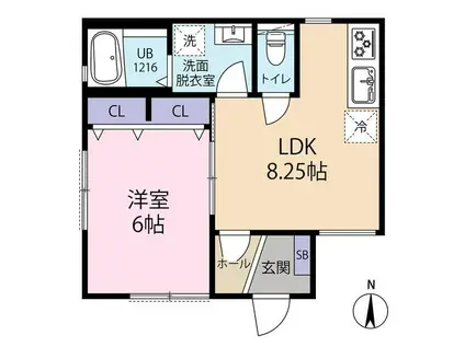 CLASSICA自由が丘(1LDK/1階)の間取り写真
