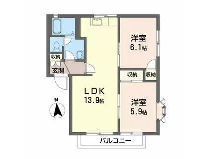 アークヒルズ(2LDK/2階)の間取り写真