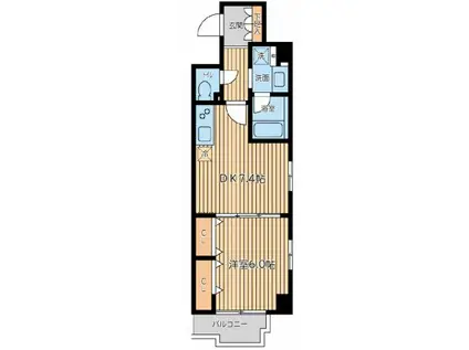 CITY SPIRE蔵前(1DK/6階)の間取り写真