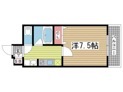 パークビュー王子駅前(1K/7階)の間取り写真