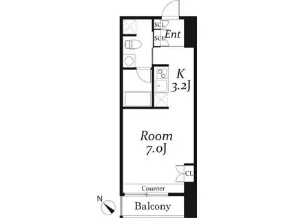 リブシス浦和(ワンルーム/2階)の間取り写真