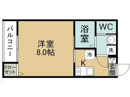 キャピタル三百人町B棟(1K/2階)の間取り写真