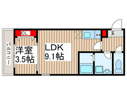 所沢市若狭3丁目  1LDK(1LDK/3階)の間取り写真