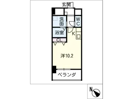 アレーヌコート野並(ワンルーム/2階)の間取り写真