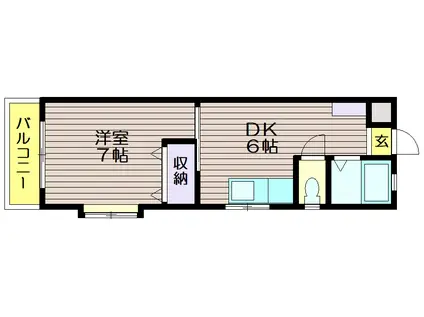 ラフォーレ白山(1DK/1階)の間取り写真