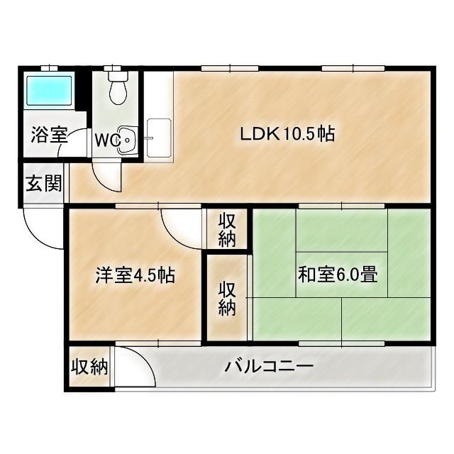 東田マンション(2LDK/2階)の間取り写真