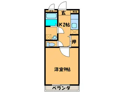 サンシアルザ長田(1K/1階)の間取り写真