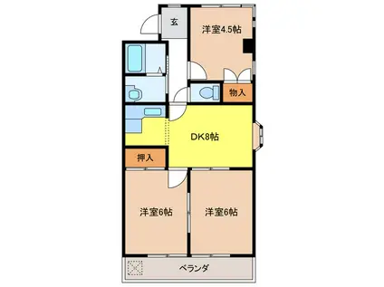 パークサイド宮東(3DK/2階)の間取り写真