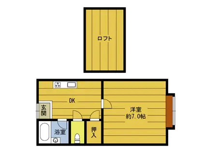 ヴィラージュドゥノール参番館(1K/2階)の間取り写真