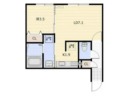 POLKU(1LDK/2階)の間取り写真