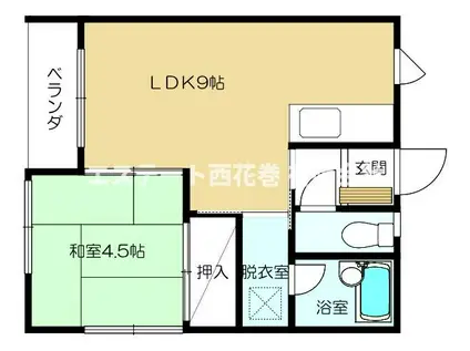 セゾンドジュネス(1LDK/1階)の間取り写真