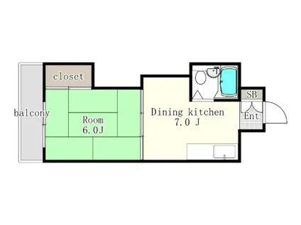 松正ビル(1DK/5階)の間取り写真