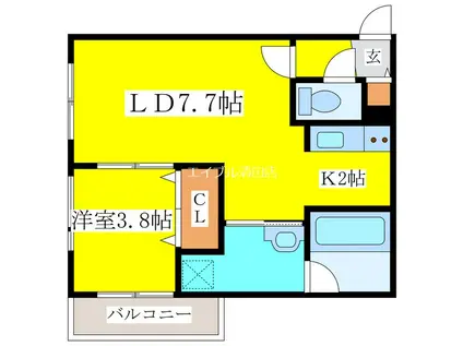 ASITA大曲(1LDK/2階)の間取り写真