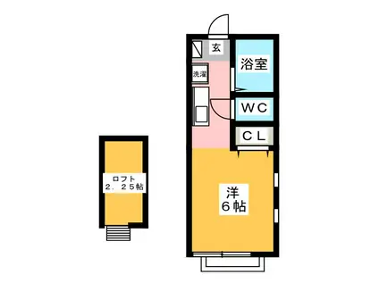 カーサドマーニ(ワンルーム/2階)の間取り写真