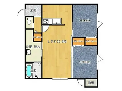 A GARDEN(2LDK/1階)の間取り写真