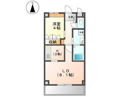 ベルメゾン三ノ町(1LDK/2階)の間取り写真