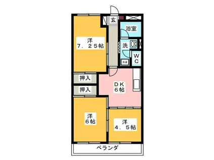 スカイハイツ東(3DK/2階)の間取り写真