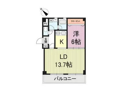 パルスクエア千葉(1LDK/4階)の間取り写真