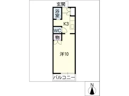 コーポブロッサムヒル(1K/2階)の間取り写真