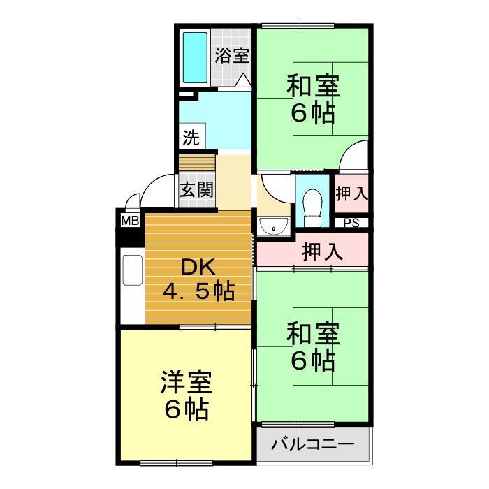 サンコーポF(3DK/3階)の間取り写真