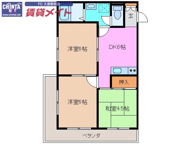 サンライト城山(3DK/1階)の間取り写真