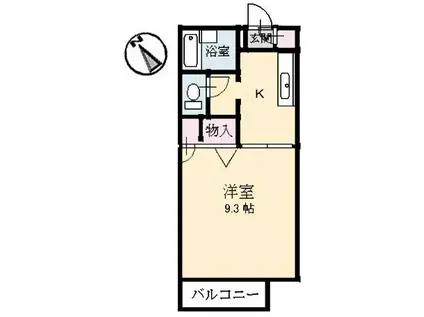 カーサ宇品(1K/2階)の間取り写真