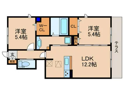MERCI大将軍III(2LDK/1階)の間取り写真