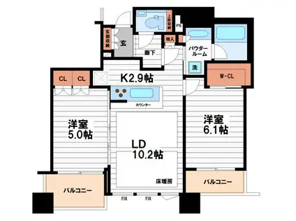 シティタワー大阪本町(2LDK/27階)の間取り写真