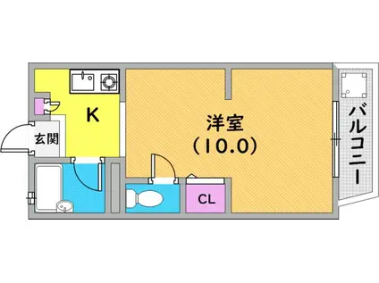 プラーフ山本通(ワンルーム/3階)の間取り写真