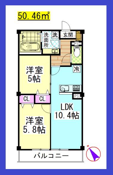 SR LAPIN湘南(2LDK/4階)の間取り写真