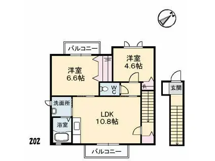 エスペランサ(2LDK/2階)の間取り写真