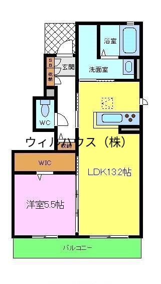 シャーメゾンアミコートA(1LDK/1階)の間取り写真