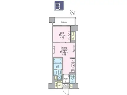 クレストコート渋谷笹塚(1LDK/4階)の間取り写真