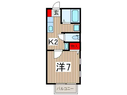 メゾンドール・ソレイユ(1K/1階)の間取り写真