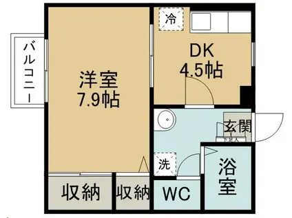 コーポ旭台(1DK/2階)の間取り写真