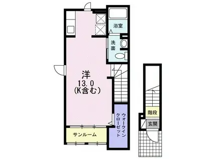 レガーロ(ワンルーム/2階)の間取り写真