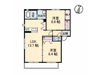 パティオA(2LDK/1階)の間取り写真