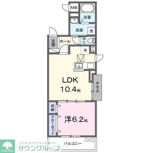 ジーニアス・ラソ(1LDK/1階)の間取り写真
