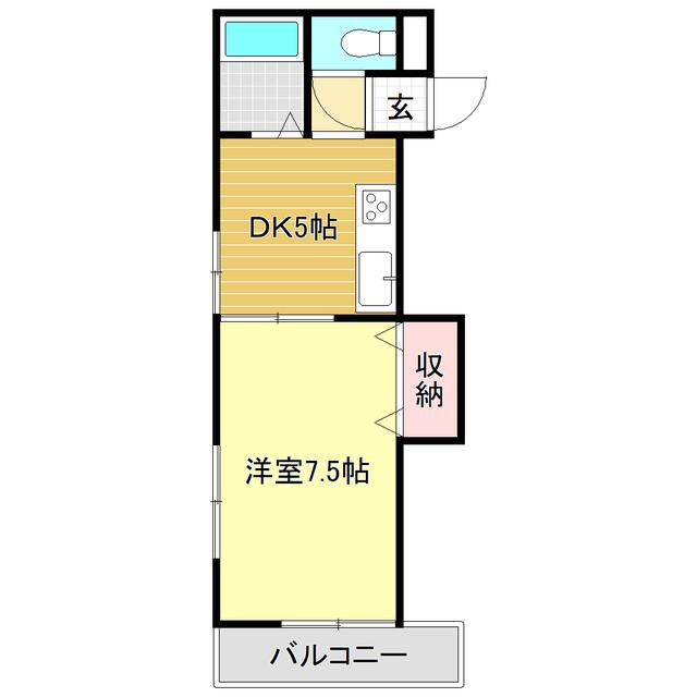 ハピィハイツ百石(1K/2階)の間取り写真