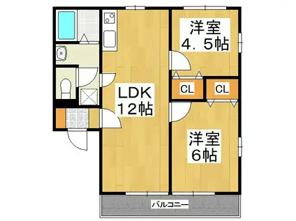 サンシャトウA(2LDK/1階)の間取り写真