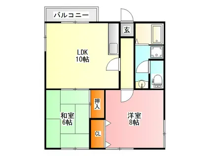 石川ベルメゾンA(2LDK/2階)の間取り写真