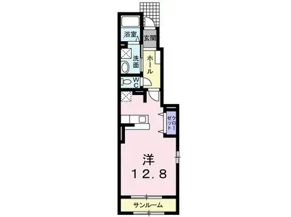 ビリーヴII(ワンルーム/1階)の間取り写真